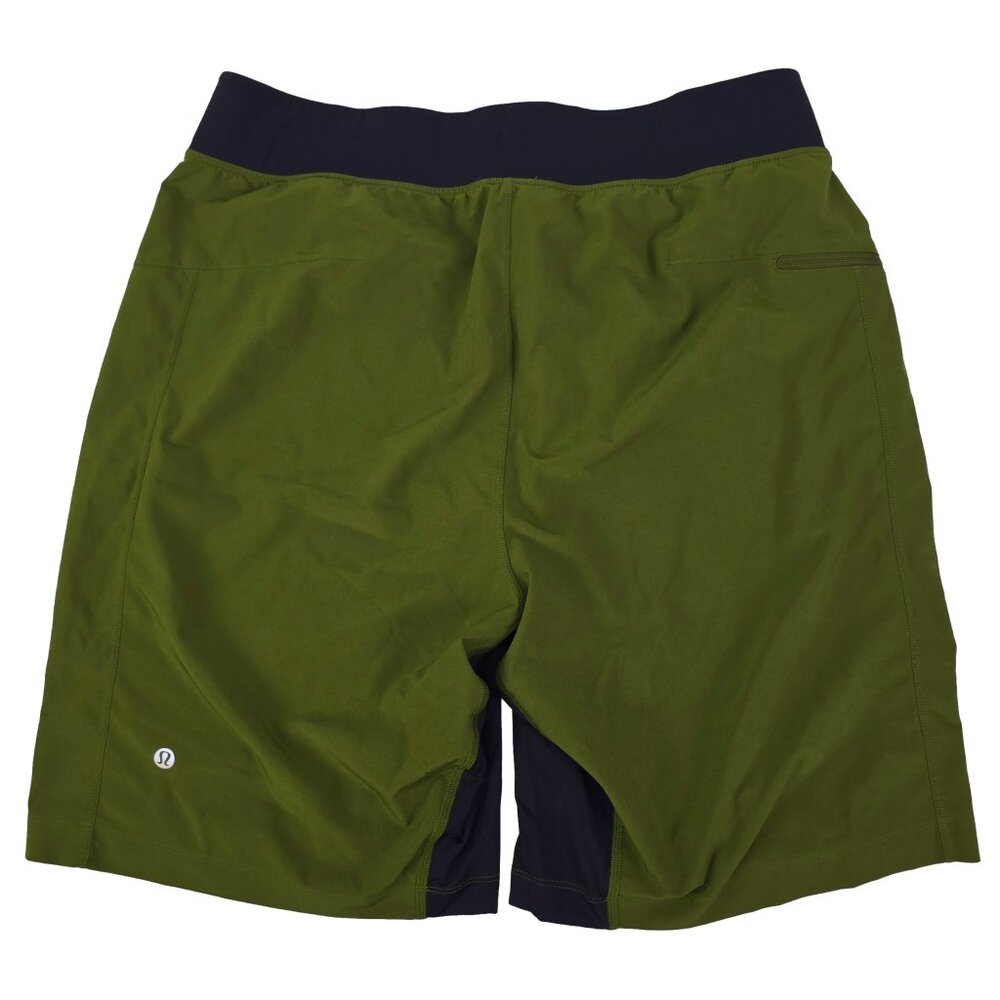 lululemon athletica Men's Olive Green Athletic Shorts with Black Waistband